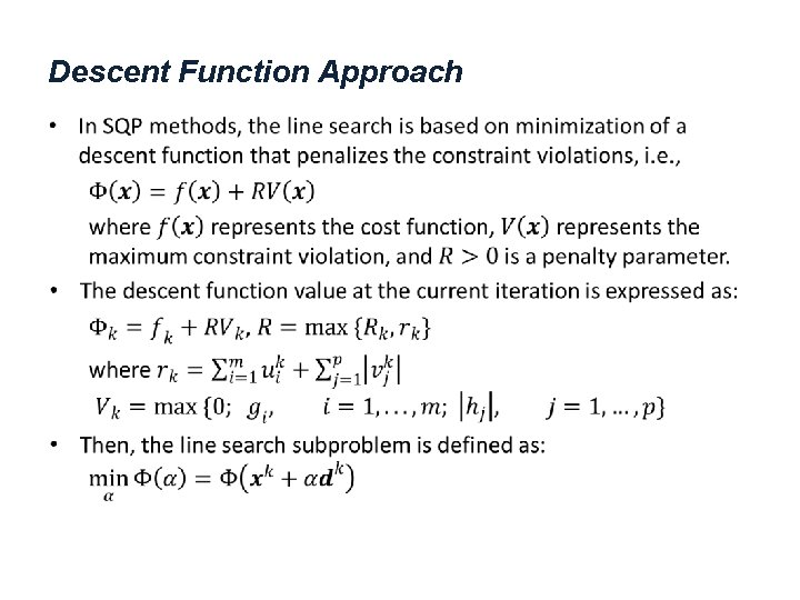 Descent Function Approach • 