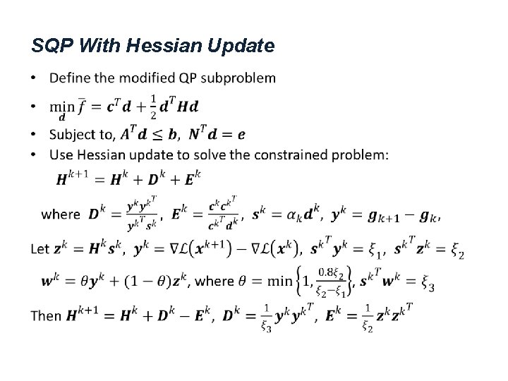 SQP With Hessian Update • 