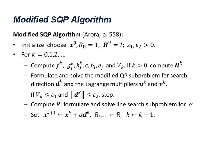 Modified SQP Algorithm • 