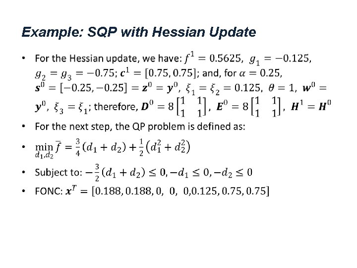 Example: SQP with Hessian Update • 