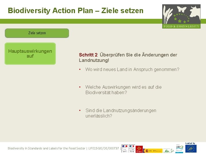 Biodiversity Action Plan – Ziele setzen Hauptauswirkungen auf Schritt 2: Überprüfen Sie die Änderungen