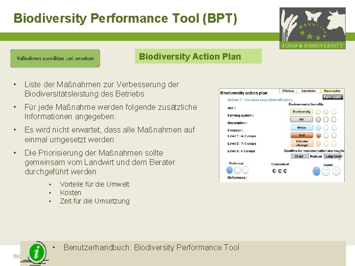 Biodiversity Performance Tool (BPT) Biodiversity Action Plan • Liste der Maßnahmen zur Verbesserung der