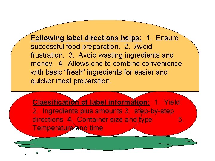 Following label directions helps: 1. Ensure successful food preparation. 2. Avoid frustration. 3. Avoid