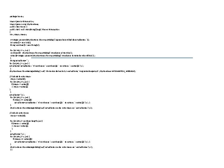 package borrar; import java. io. IOException; import javax. swing. JOption. Pane; public class Borrar