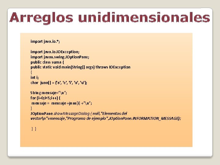 import java. io. *; import java. io. IOException; import javax. swing. JOption. Pane; public