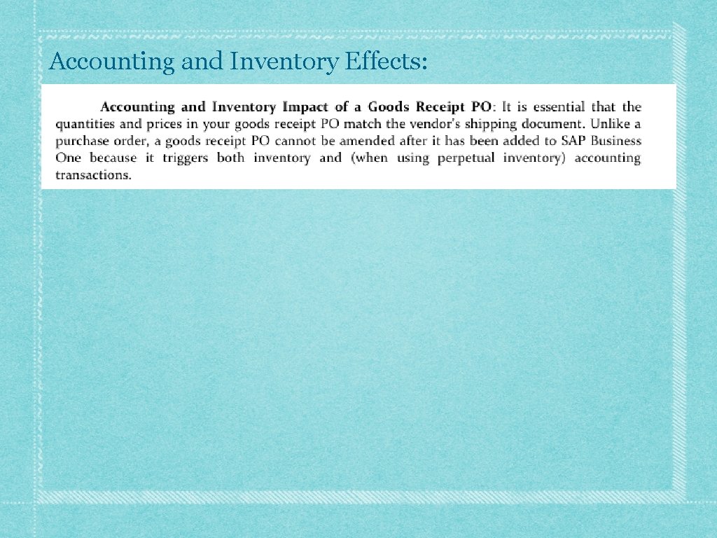 Accounting and Inventory Effects: 
