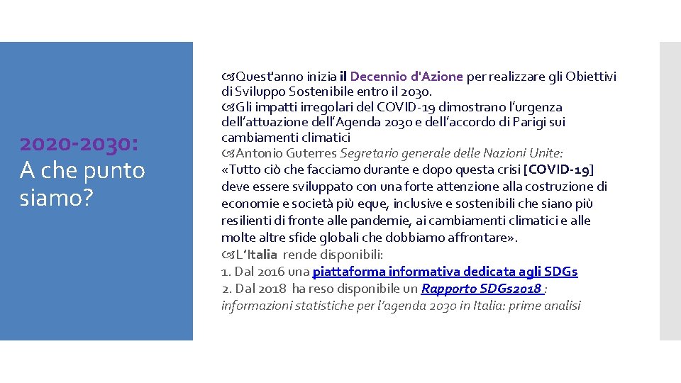 2020 -2030: A che punto siamo? Quest'anno inizia il Decennio d'Azione per realizzare gli