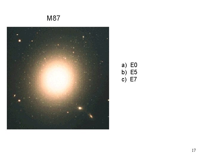 M 87 a) E 0 b) E 5 c) E 7 17 