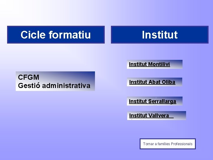 Cicle formatiu Institut Montilivi CFGM Gestió administrativa Institut Abat Oliba Institut Serrallarga Institut Vallvera