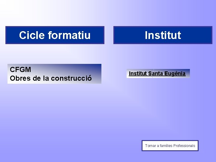 Cicle formatiu CFGM Obres de la construcció Institut Santa Eugènia Tornar a famílies Professionals