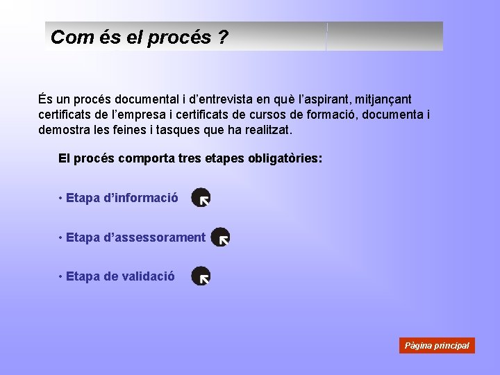 Com és el procés ? És un procés documental i d’entrevista en què l’aspirant,