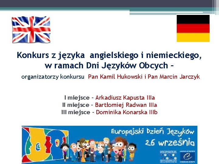 Konkurs z języka angielskiego i niemieckiego, w ramach Dni Języków Obcych – organizatorzy konkursu