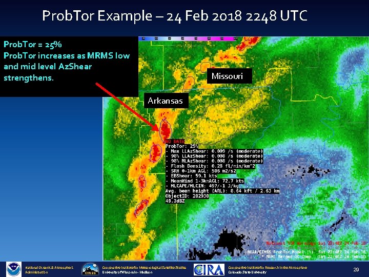 Prob. Tor Example – 24 Feb 2018 2248 UTC Prob. Tor = 25% Prob.