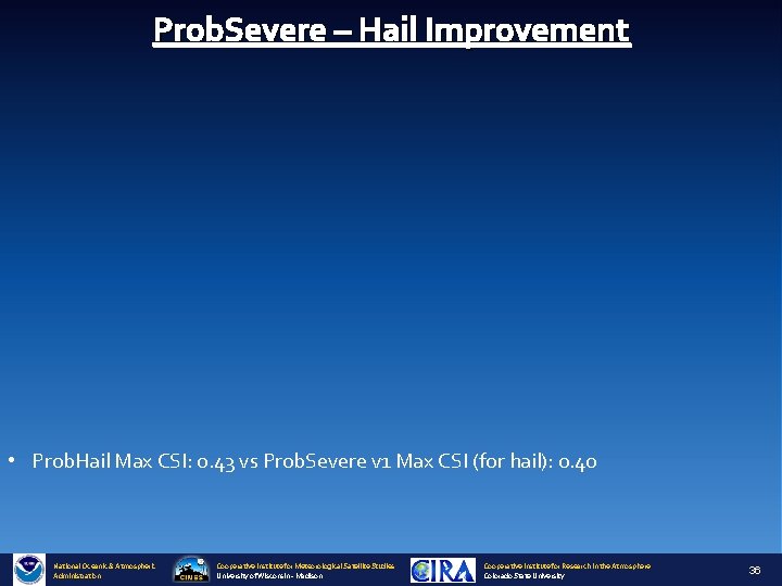 Prob. Severe – Hail Improvement • Prob. Hail Max CSI: 0. 43 vs Prob.