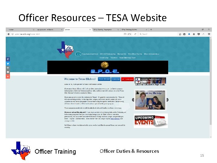 Officer Resources – TESA Website Officer Training Officer Duties & Resources 15 