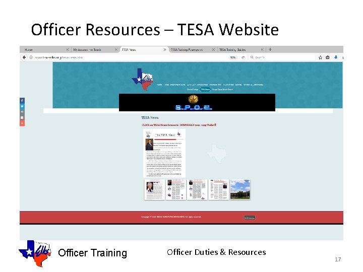 Officer Resources – TESA Website Officer Training Officer Duties & Resources 17 