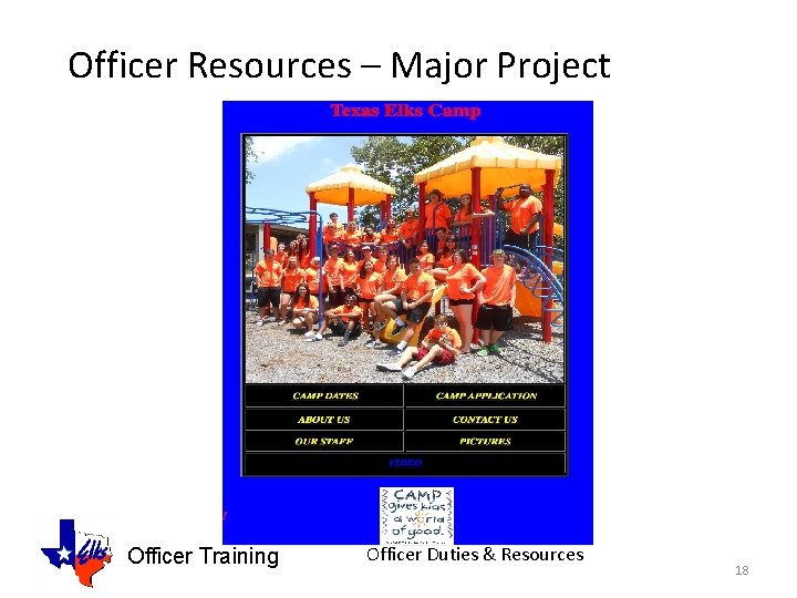 Officer Resources – Major Project Officer Training Officer Duties & Resources 18 