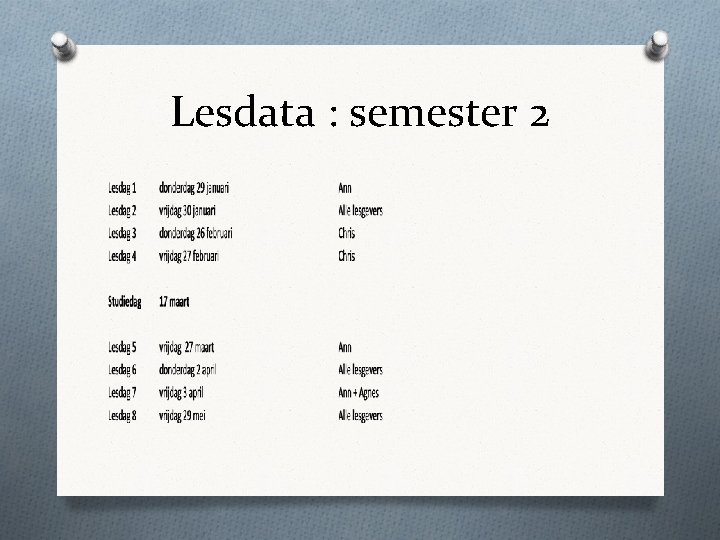 Lesdata : semester 2 