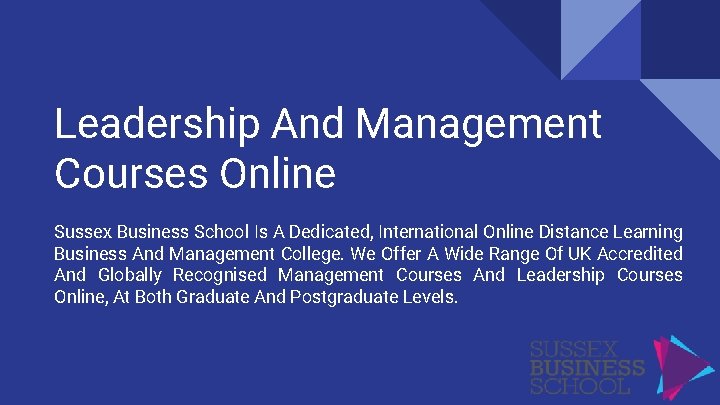 Leadership And Management Courses Online Sussex Business School Is A Dedicated, International Online Distance