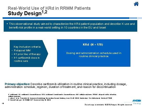 Real-World Use of KRd in RRMM Patients Study Design 1, 2 • This observational