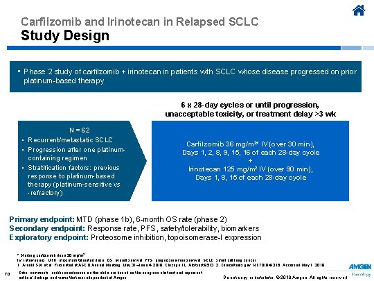 Carfilzomib and Irinotecan in Relapsed SCLC Study Design • Phase 2 study of carfilzomib