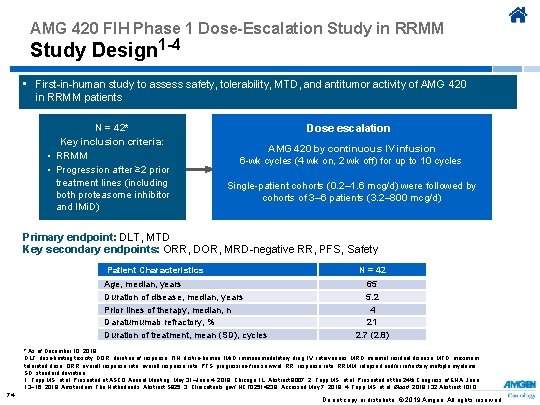 AMG 420 FIH Phase 1 Dose-Escalation Study in RRMM Study Design 1 -4 •