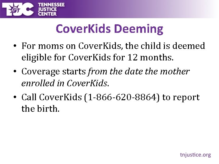 Cover. Kids Deeming • For moms on Cover. Kids, the child is deemed eligible