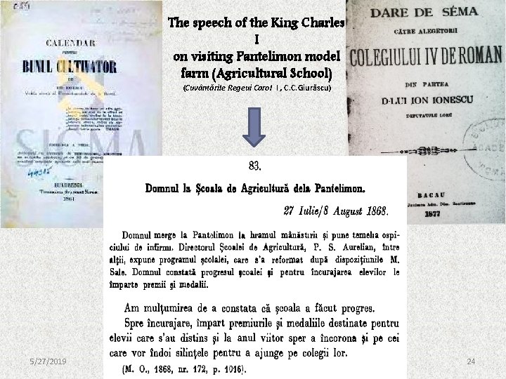 The speech of the King Charles I on visiting Pantelimon model farm (Agricultural School) The speech of the King Charles I on visiting Pantelimon model farm (Agricultural School)