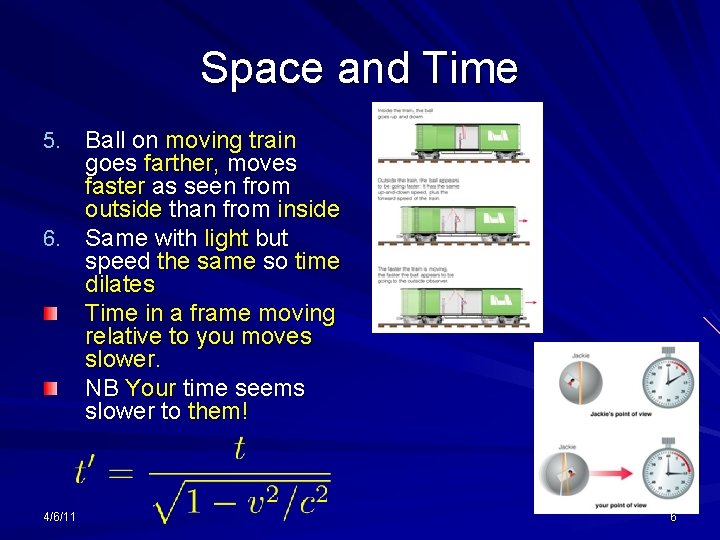 Space and Time Ball on moving train goes farther, moves faster as seen from