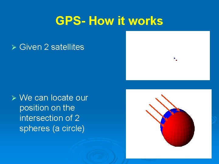 GPS- How it works Ø Given 2 satellites Ø We can locate our position GPS- How it works Ø Given 2 satellites Ø We can locate our position