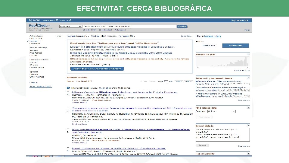 EFECTIVITAT. CERCA BIBLIOGRÀFICA 