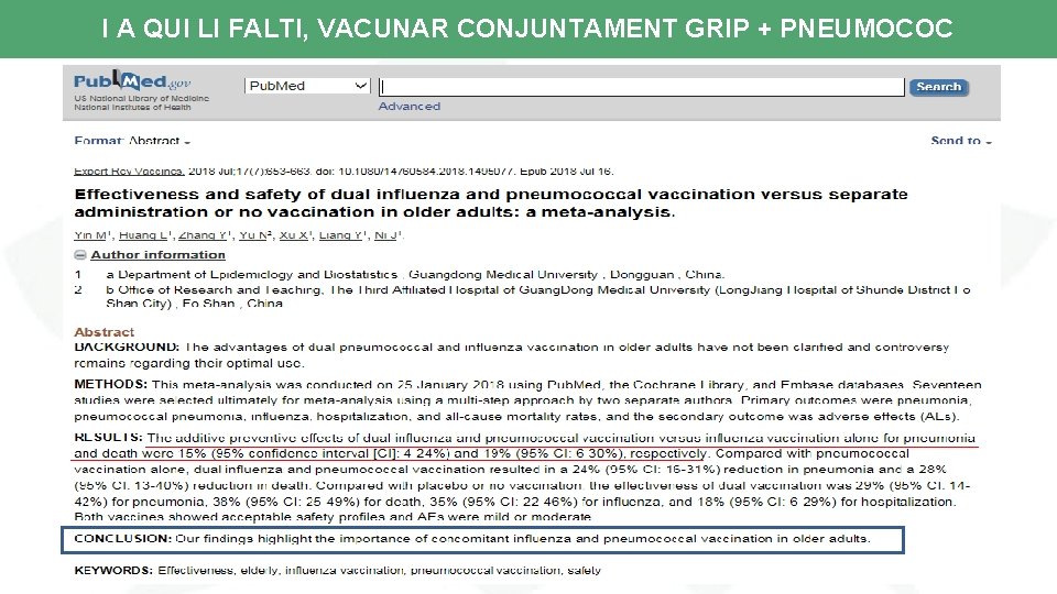 I A QUI LI FALTI, VACUNAR CONJUNTAMENT GRIP + PNEUMOCOC 