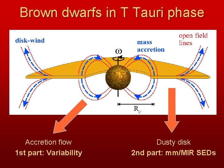 Brown dwarfs in T Tauri phase Accretion flow 1 st part: Variability Dusty disk