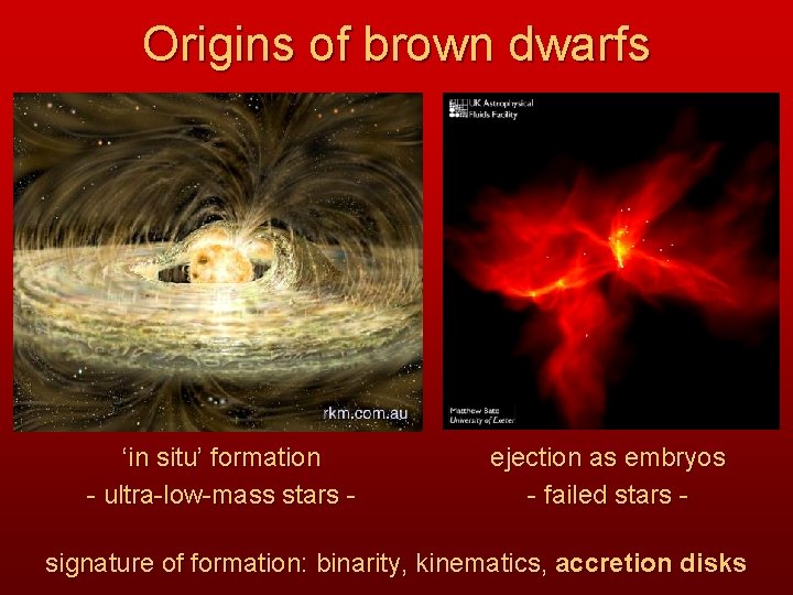 Origins of brown dwarfs ‘in situ’ formation - ultra-low-mass stars - ejection as embryos