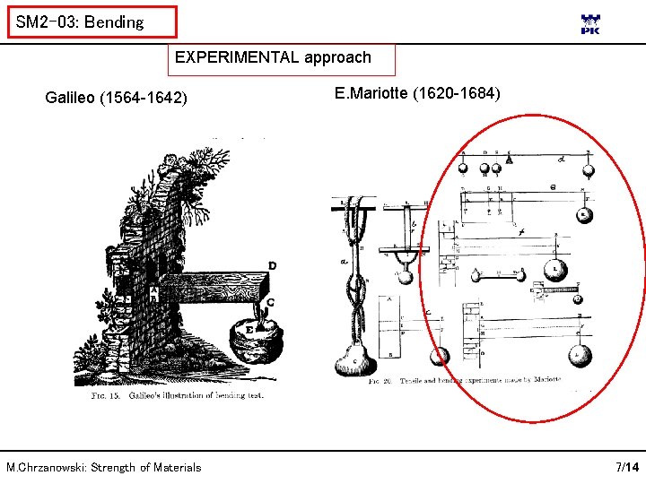 SM 2 -03: Bending EXPERIMENTAL approach Galileo (1564 -1642) M. Chrzanowski: Strength of Materials