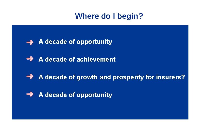 Where do I begin? A decade of opportunity A decade of achievement A decade