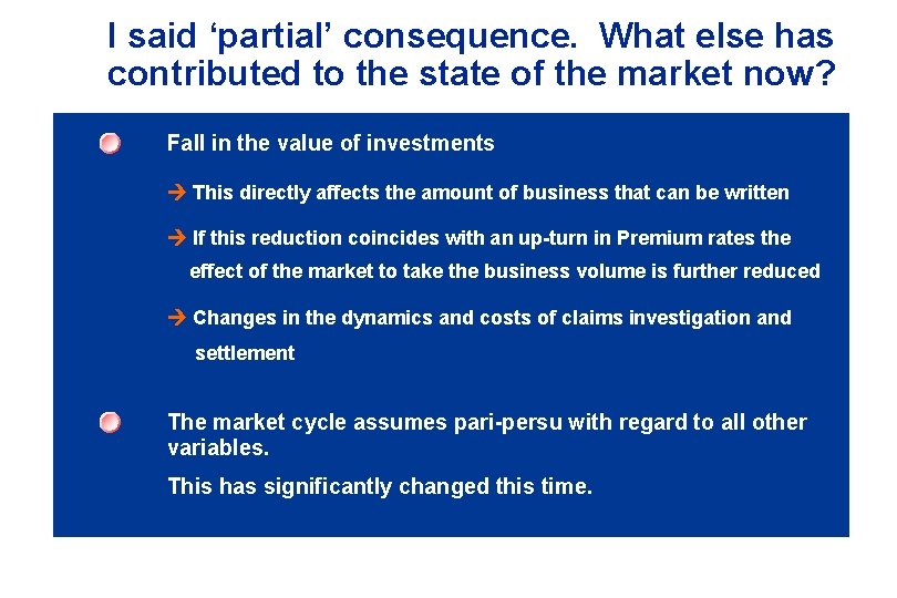 I said ‘partial’ consequence. What else has contributed to the state of the market