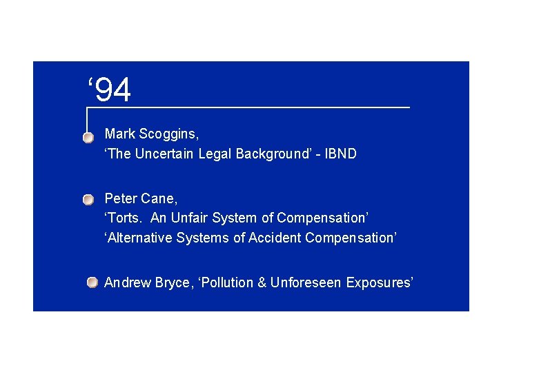 ‘ 94 Mark Scoggins, ‘The Uncertain Legal Background’ - IBND Peter Cane, ‘Torts. An