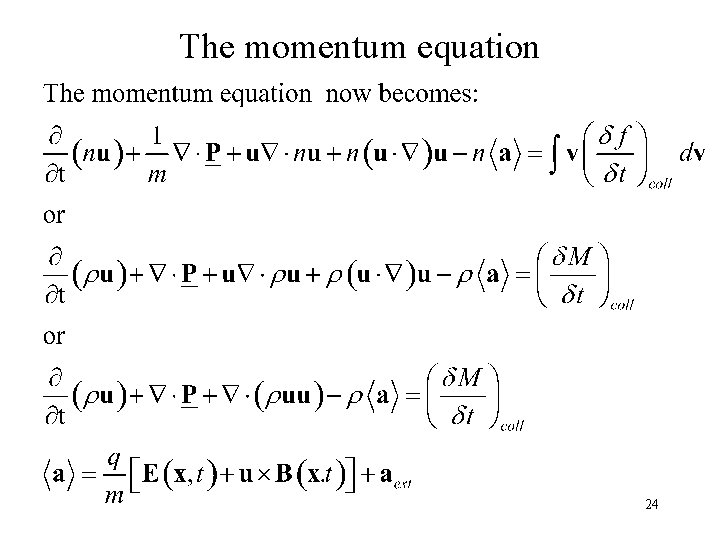 The momentum equation 24 