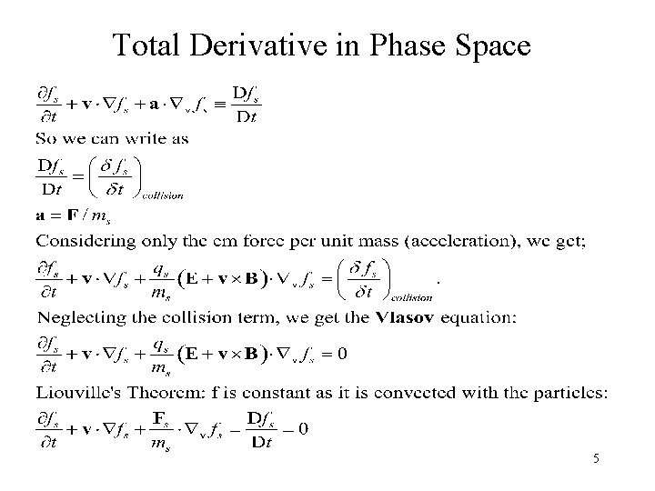 Total Derivative in Phase Space 5 