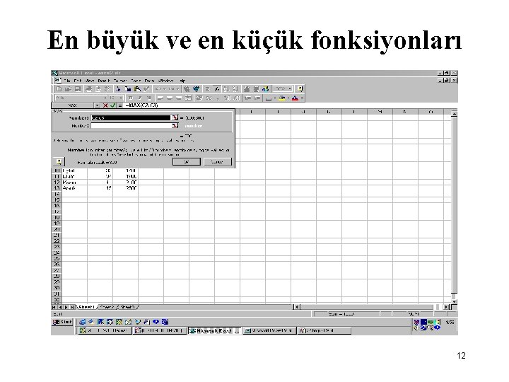 En büyük ve en küçük fonksiyonları 12 