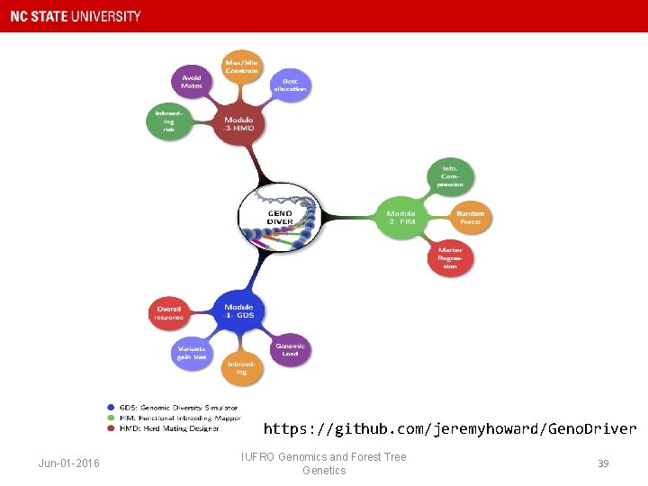 https: //github. com/jeremyhoward/Geno. Driver Jun-01 -2016 IUFRO Genomics and Forest Tree Genetics 39 