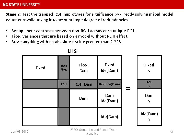 Stage 2: Test the trapped ROH haplotypes for significance by directly solving mixed model