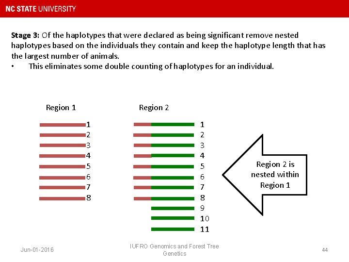 Stage 3: Of the haplotypes that were declared as being significant remove nested haplotypes
