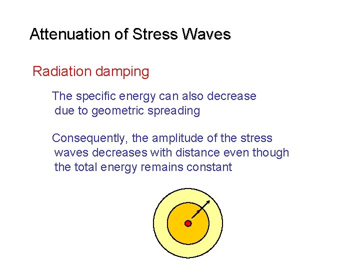 Attenuation of Stress Waves Radiation damping The specific energy can also decrease due to
