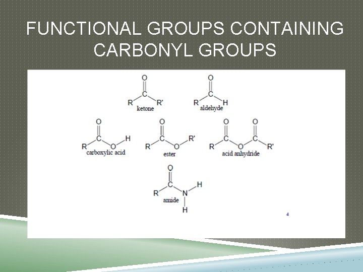 FUNCTIONAL GROUPS CONTAINING CARBONYL GROUPS 
