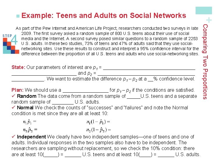 Teens and Adults on Social Networks State: Our parameters of interest are p 1