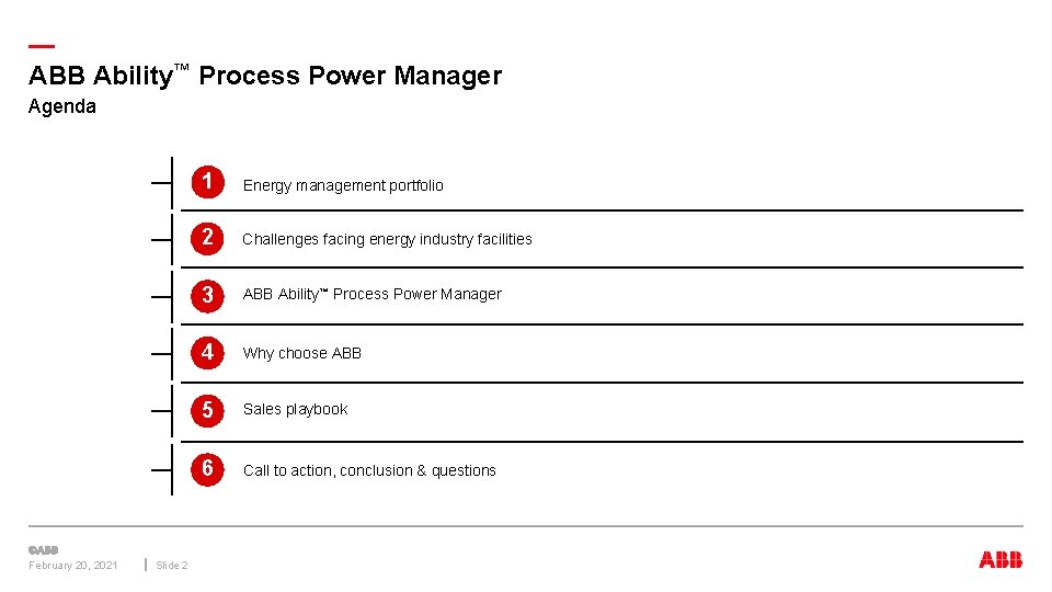 — ABB Ability™ Process Power Manager Agenda 1 Energy management portfolio 22 Challenges facing
