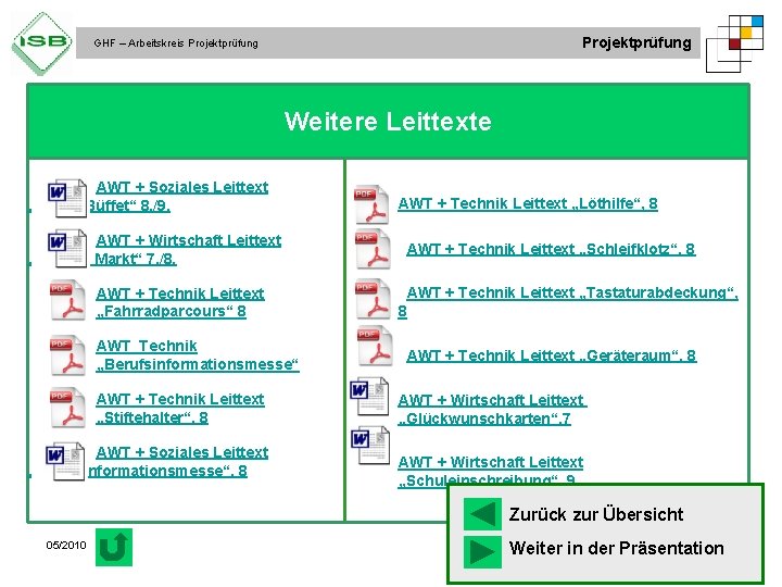 Projektprüfung GHF – Arbeitskreis Projektprüfung Weitere Leittexte AWT + Soziales Leittext „Kaltes Büffet“ 8.