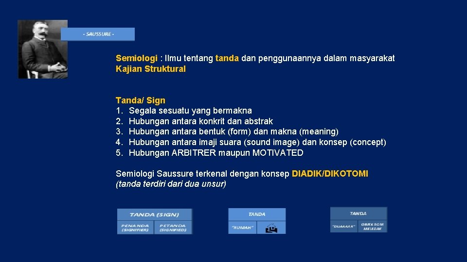 Semiologi : Ilmu tentang tanda dan penggunaannya dalam masyarakat Kajian Struktural Tanda/ Sign 1.